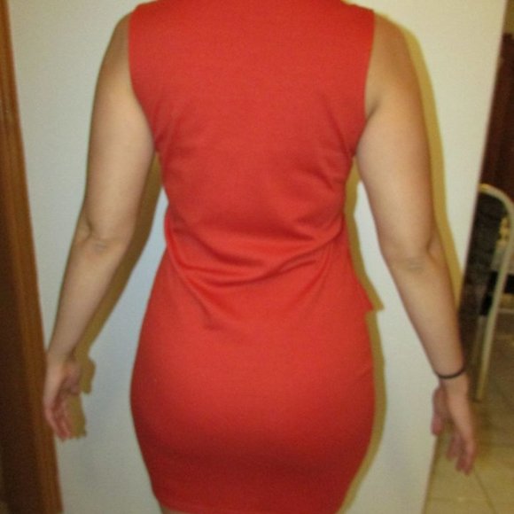 Women's Orange Peplum Dress Size Medium - Picture 3 of 3